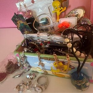 Jewelry Bundle, Rings, Necklaces, Bracelets Including Vintage Tweety Bird Box
